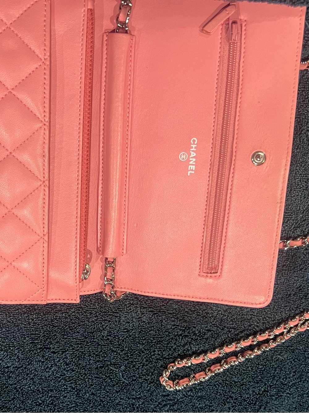 CHANEL Pink Quilted Leather Wallet-On-Chain with Chain Strap - Picture 3 of 11